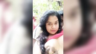 Hot Indian woman boobs fondling with lover