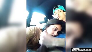 Hot nri girl sucks bf big cock in car