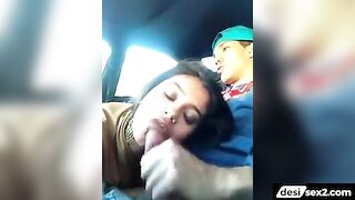 Hot nri girl sucks bf big cock in car