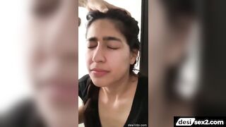 NRI girl gets cum on her face in sexy facial video