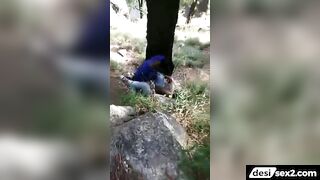 Horny college girl and bf caught fucking in jungle