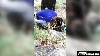 Horny college girl and bf caught fucking in jungle