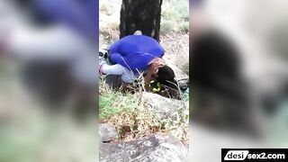 Horny college girl and bf caught fucking in jungle