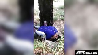 Horny college girl and bf caught fucking in jungle