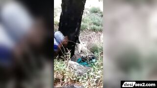 Horny college girl and bf caught fucking in jungle