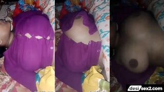 Indian husband recording big boobs video of sleeping wife