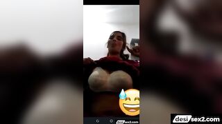 Horny desi aunty showing her tanker boobs in nude video call