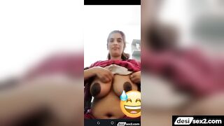 Horny desi aunty showing her tanker boobs in nude video call