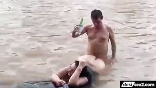 Big ass mature lady fucking in the river