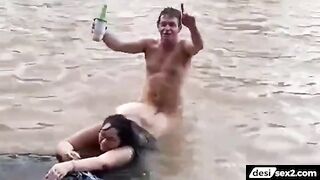 Big ass mature lady fucking in the river